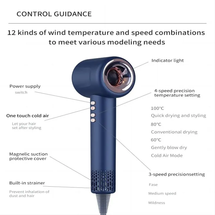 Sychwr Gwallt Gyda Rheoli Tymheredd Digidol